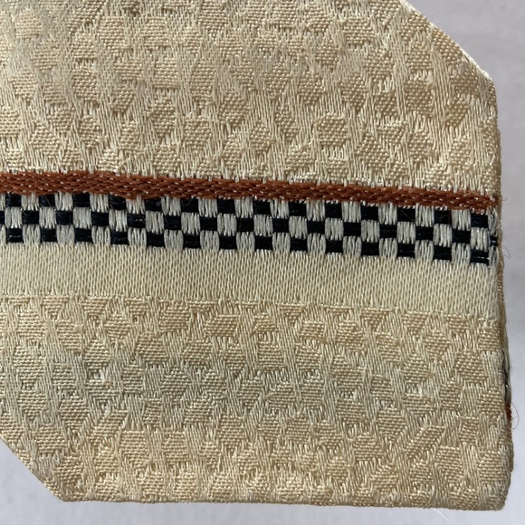 VNTG Wembley Men’s Skinny Tie yellow, brown, black & white checkerboard stripe - Picture 3 of 6